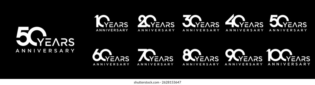 collection of creative number 10 to 100 logo designs. abstract number design vector illustration