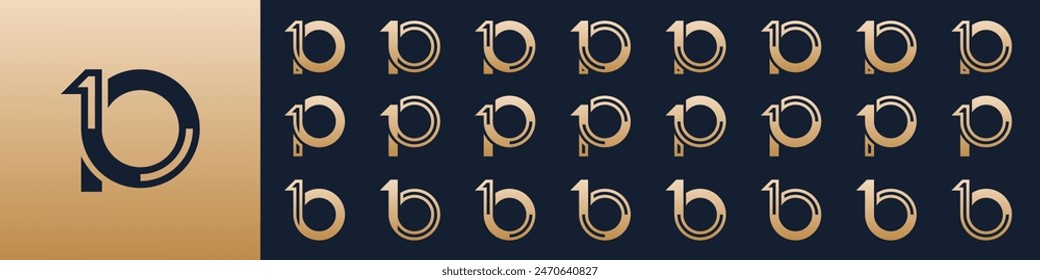 collection of creative number 10 logo designs. abstract ten design vector illustration