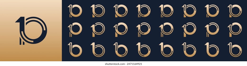 collection of creative number 10 logo designs. abstract ten design vector illustration