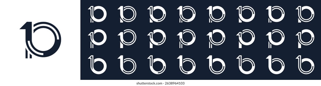 collection of creative number 10 logo designs. abstract ten design vector illustration