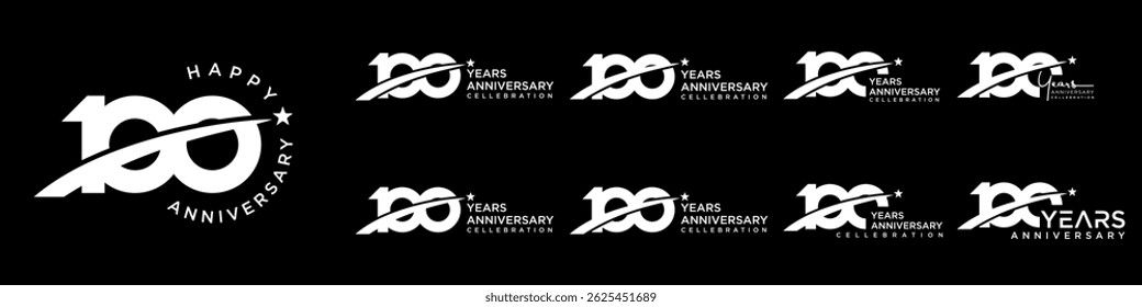 collection of creative number 100 logo designs. abstract one hundred design vector illustration