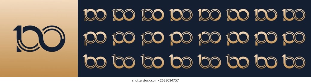 collection of creative number 100 logo designs. abstract one hundred design vector illustration