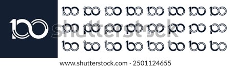 collection of creative number 100 logo designs. abstract one hundred design vector illustration