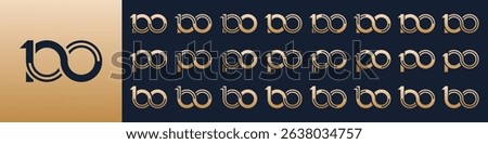 collection of creative number 100 logo designs. abstract one hundred design vector illustration