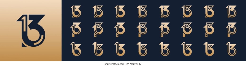 collection of creative number 13 logo designs. abstract thirteen design vector illustration