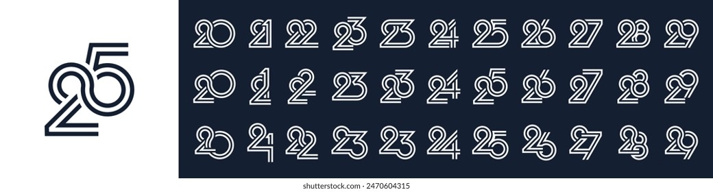 collection of creative number 20 to 29 logo designs. abstract number design vector illustration