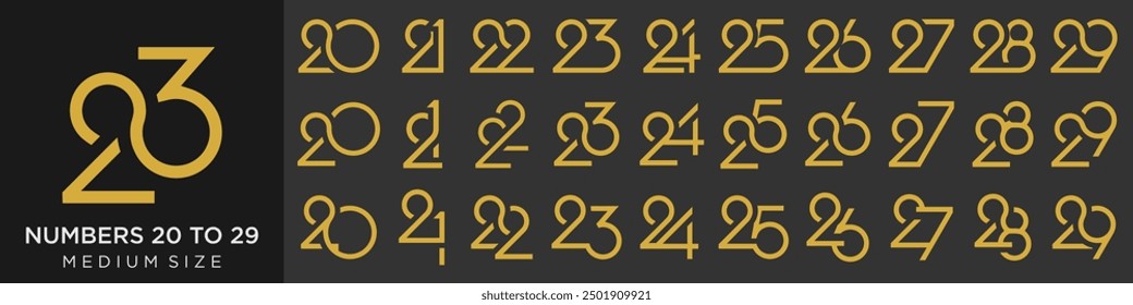 collection of creative number 20 to 29 logo designs. abstract number design vector illustration