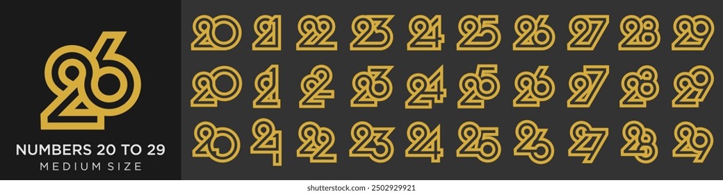 collection of creative number 20 to 29 logo designs. abstract number design vector illustration