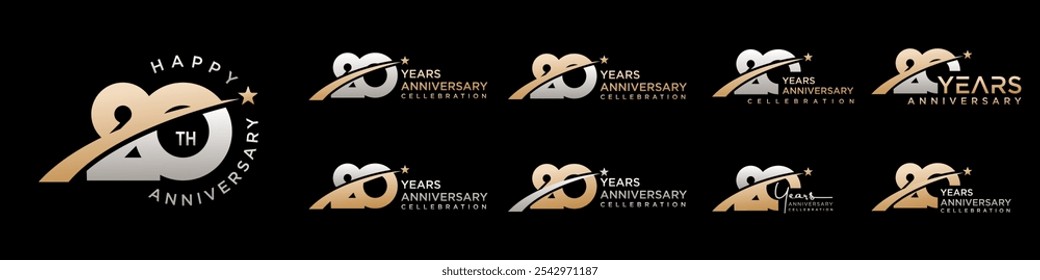 collection of creative number 20 logo designs. abstract twenty design vector illustration