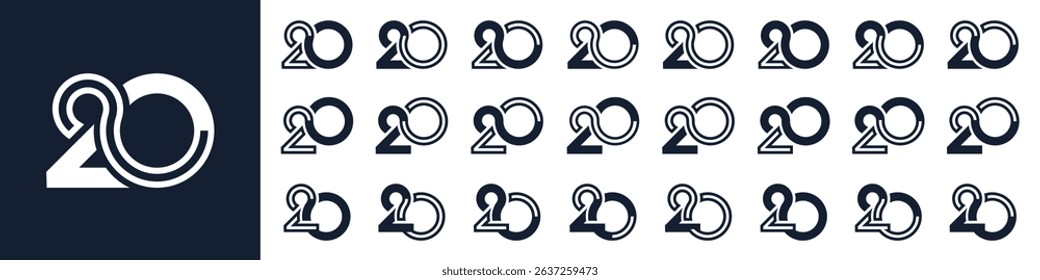 collection of creative number 20 logo designs. abstract twenty design vector illustration