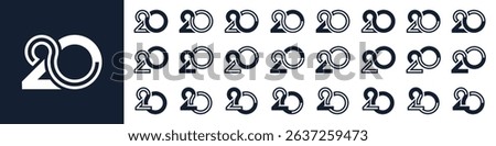 collection of creative number 20 logo designs. abstract twenty design vector illustration