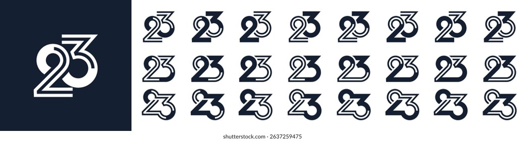collection of creative number 23 logo designs. abstract twenty three design vector illustration