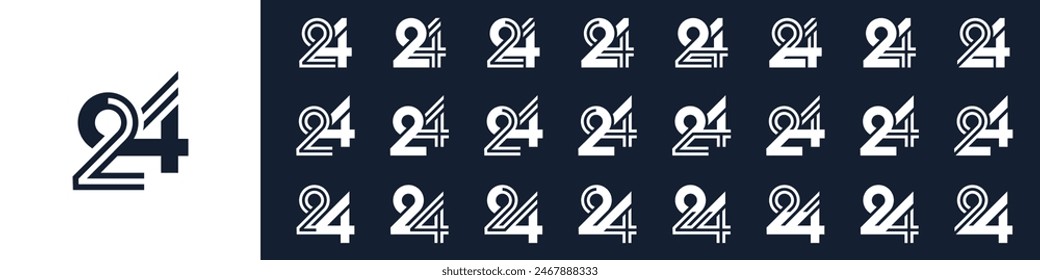 collection of creative number 24 logo designs. abstract twenty-four design vector illustration