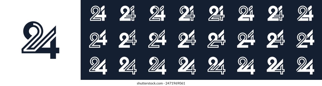 collection of creative number 24 logo designs. abstract twenty-four design vector illustration