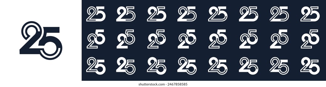 collection of creative number 25 logo designs. abstract twenty five design vector illustration