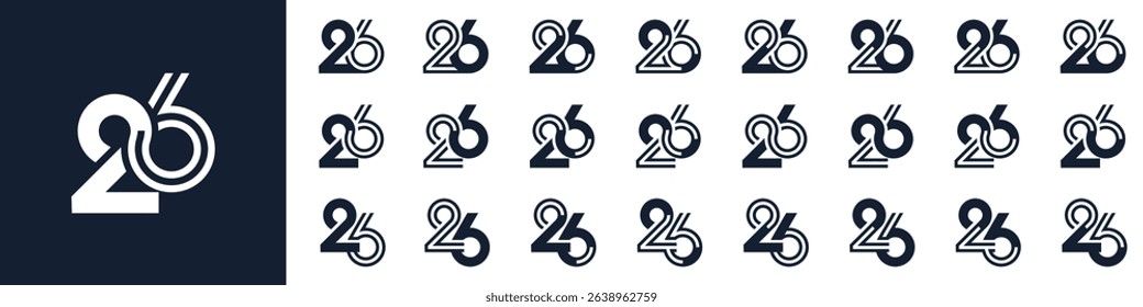 collection of creative number 26 logo designs. abstract twenty-six design vector illustration