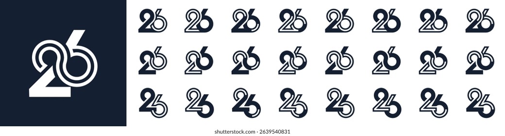 collection of creative number 26 logo designs. abstract twenty-six design vector illustration