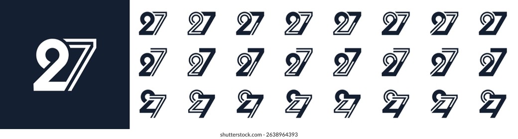 collection of creative number 27 logo designs. abstract twenty-seven design vector illustration