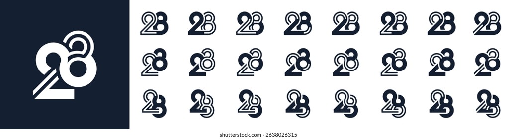 collection of creative number 28 logo designs. abstract twenty-eight design vector illustration