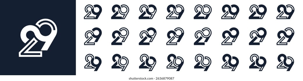collection of creative number 29 logo designs. abstract twenty-nine design vector illustration