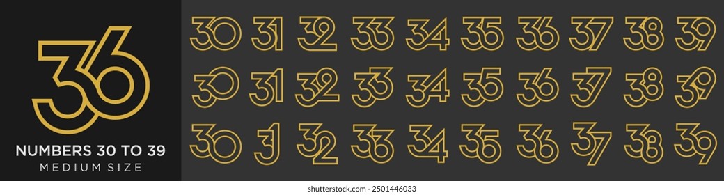 collection of creative number 30 to 39 logo designs. abstract number design vector illustration