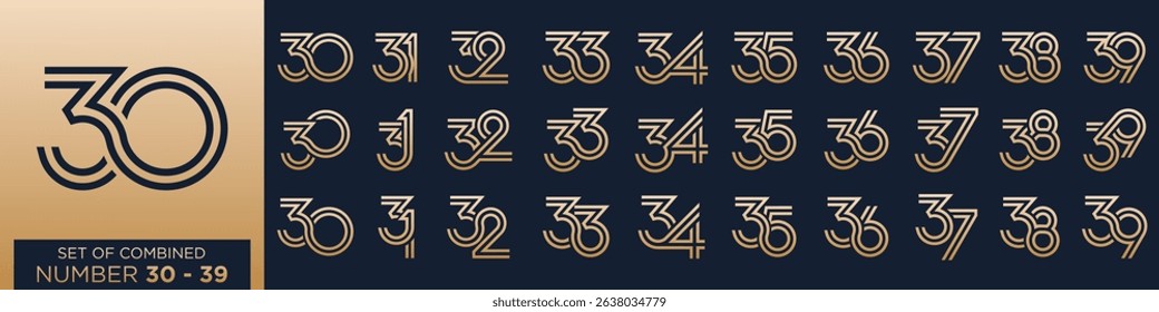 collection of creative number 30 to 39 logo designs. abstract design vector illustration