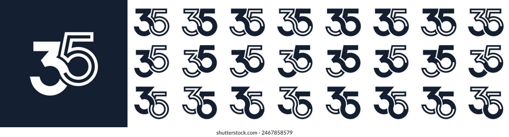 collection of creative number 35 logo designs. abstract thirty-five design vector illustration