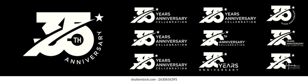 collection of creative number 35 logo designs. abstract number thirty-five design vector illustration