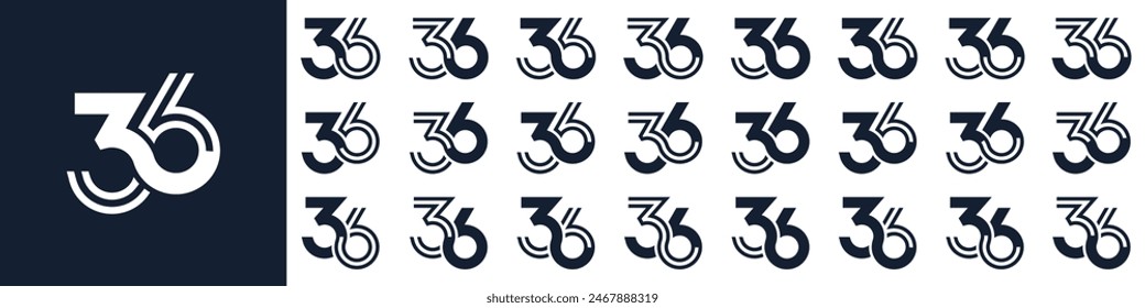 collection of creative number 36 logo designs. abstract thirty-six design vector illustration