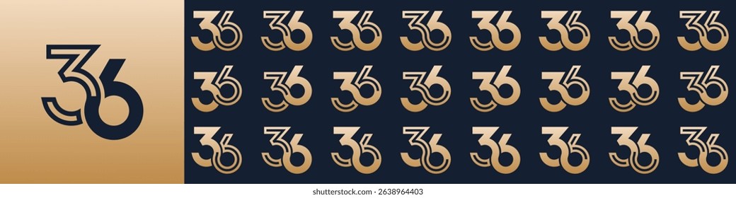 collection of creative number 36 logo designs. abstract thirty-six design vector illustration