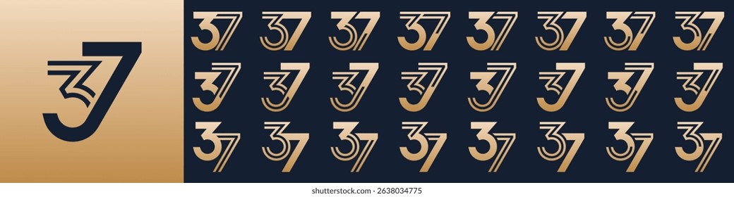 collection of creative number 37 logo designs. abstract thirty-seven design vector illustration
