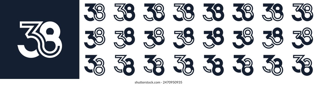 collection of creative number 38 logo designs. abstract thirty-eight design vector illustration