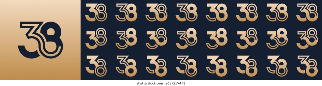collection of creative number 38 logo designs. abstract thirty-eight design vector illustration