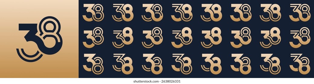 collection of creative number 38 logo designs. abstract thirty-eight design vector illustration