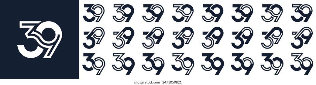 collection of creative number 39 logo designs. abstract thirty-nine design vector illustration