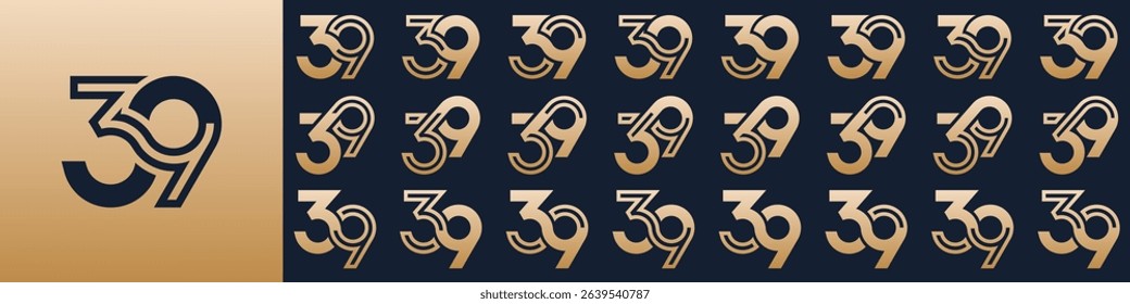 collection of creative number 39 logo designs. abstract thirty-nine design vector illustration