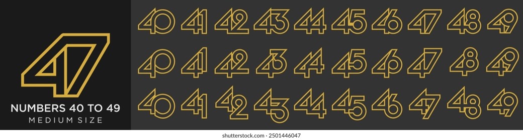 collection of creative number 40 to 49 logo designs. abstract number design vector illustration