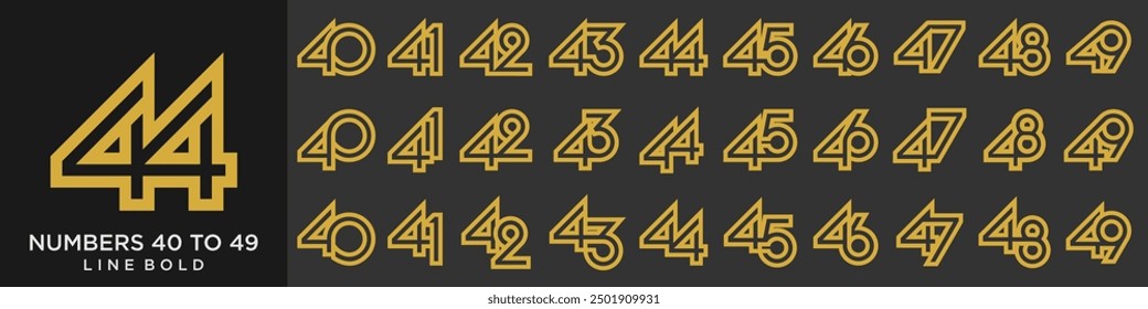 collection of creative number 40 to 49 logo designs. abstract number design vector illustration