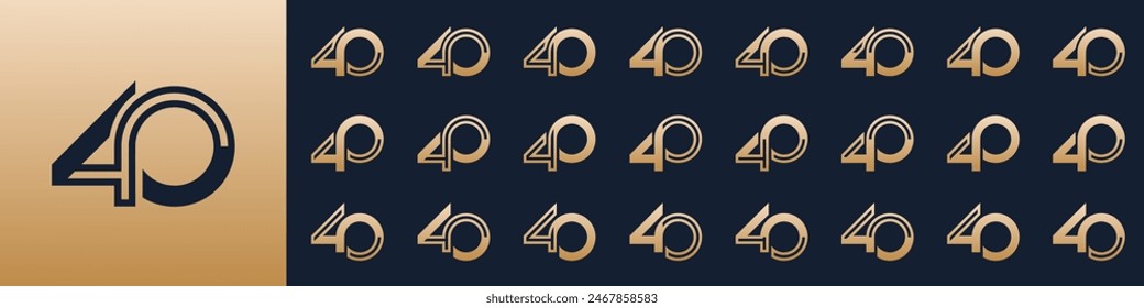 collection of creative number 40 logo designs. abstract forty design vector illustration