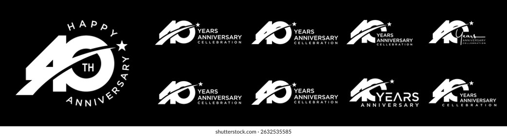 coleção de desenhos de logotipo criativo número 40. abstract quarenta design vetor ilustração
