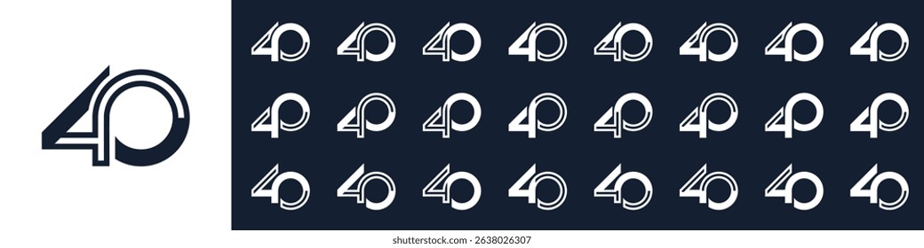collection of creative number 40 logo designs. abstract forty design vector illustration