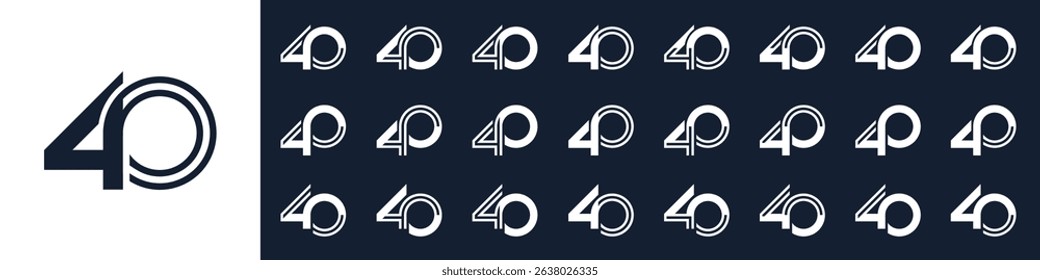 collection of creative number 40 logo designs. abstract forty design vector illustration