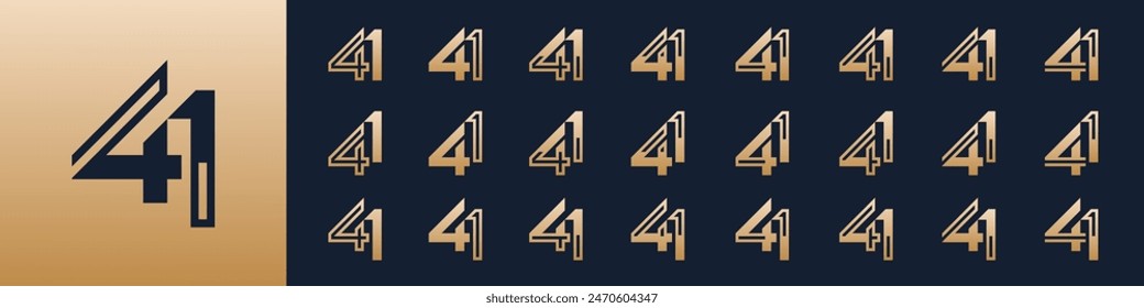 collection of creative number 41 logo designs. abstract forty-one design vector illustration