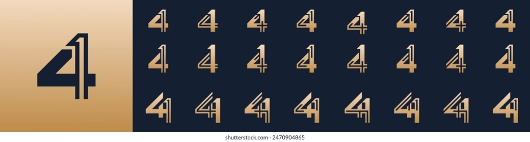 collection of creative number 41 logo designs. abstract forty-one design vector illustration