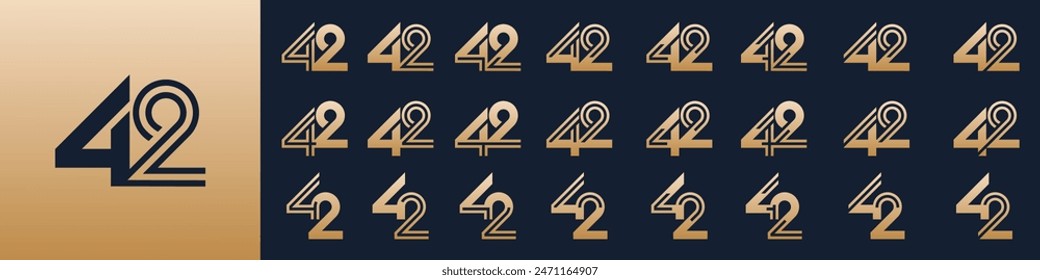 collection of creative number 42 logo designs. abstract forty-two design vector illustration