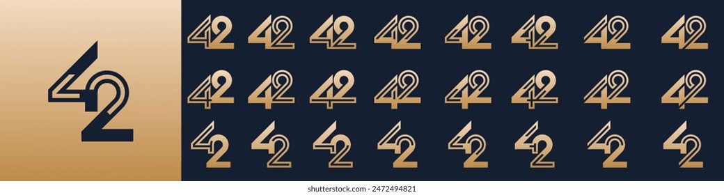 collection of creative number 42 logo designs. abstract forty-two design vector illustration