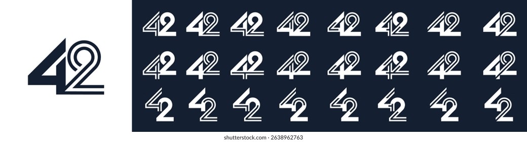 collection of creative number 42 logo designs. abstract forty-two design vector illustration