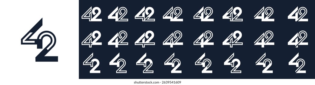 collection of creative number 42 logo designs. abstract forty-two design vector illustration