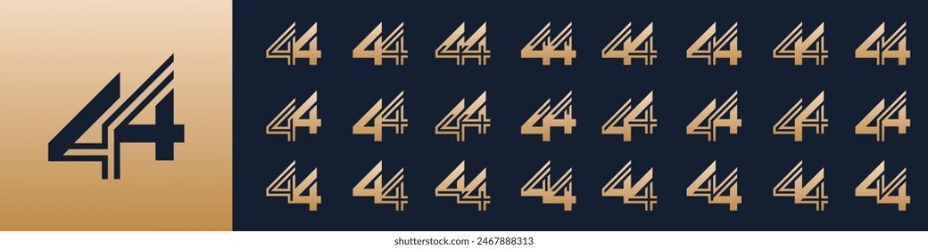 collection of creative number 44 logo designs. abstract forty-four design vector illustration