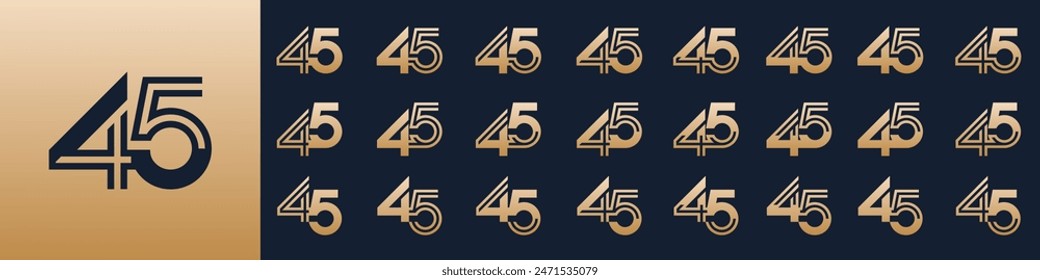 collection of creative number 45 logo designs. abstract forty-five design vector illustration